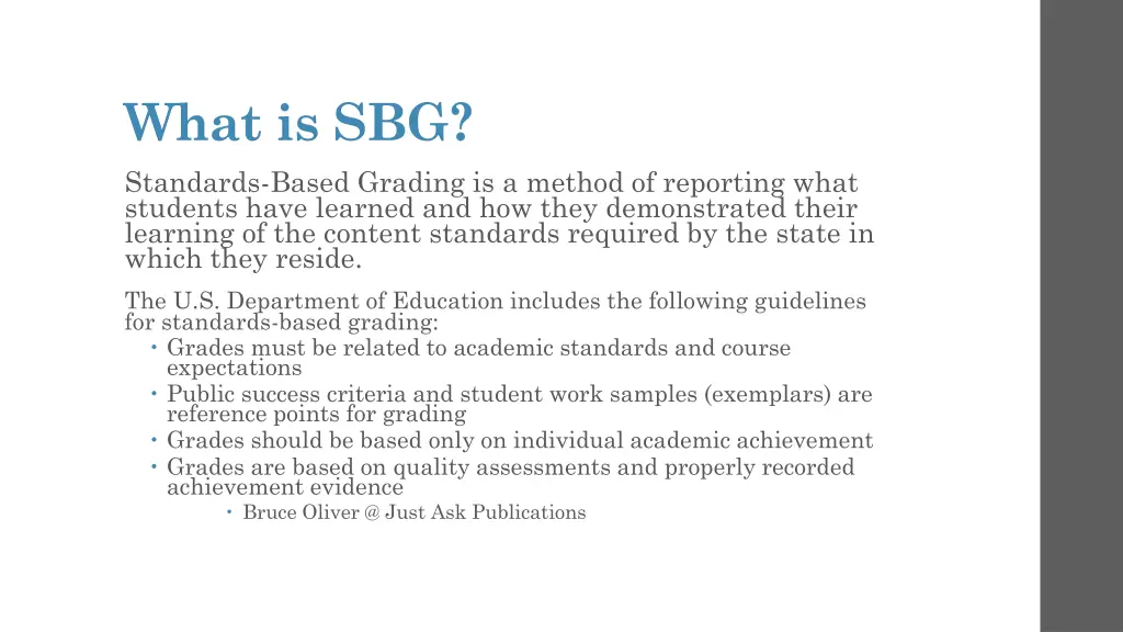 what is sbg standards based grading is a method