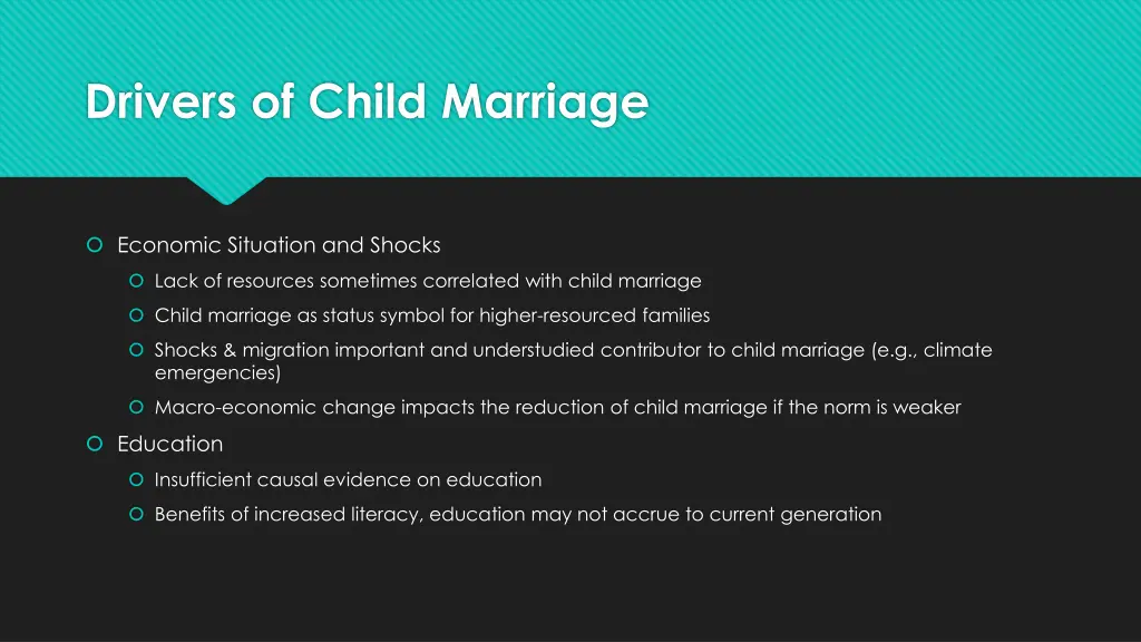 drivers of child marriage