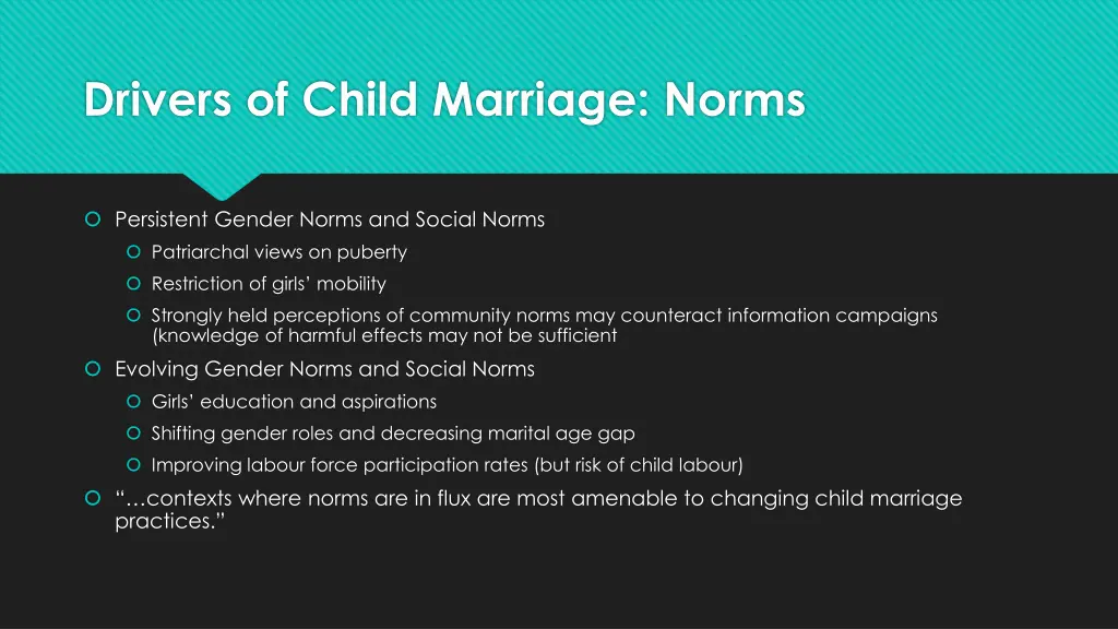 drivers of child marriage norms