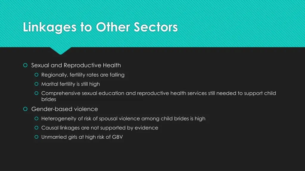 linkages to other sectors