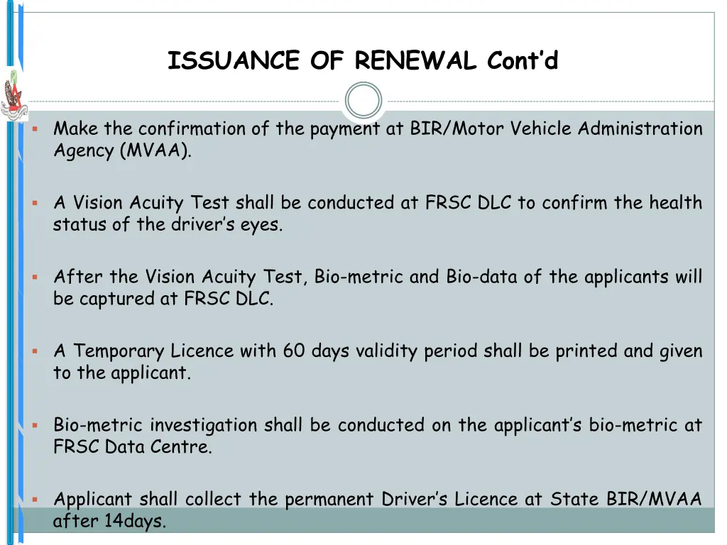 issuance of renewal cont d