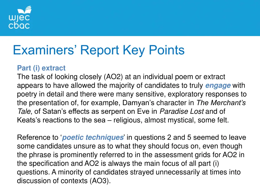 examiners report key points 1