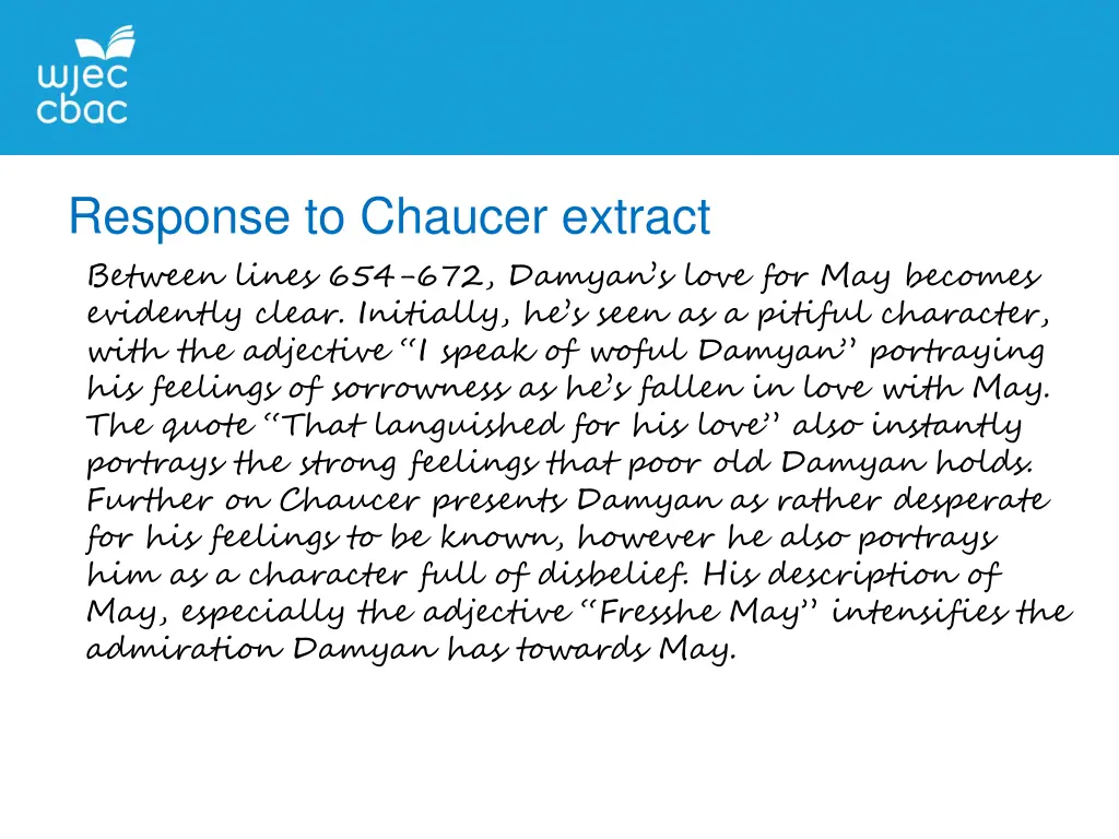 response to chaucer extract between lines