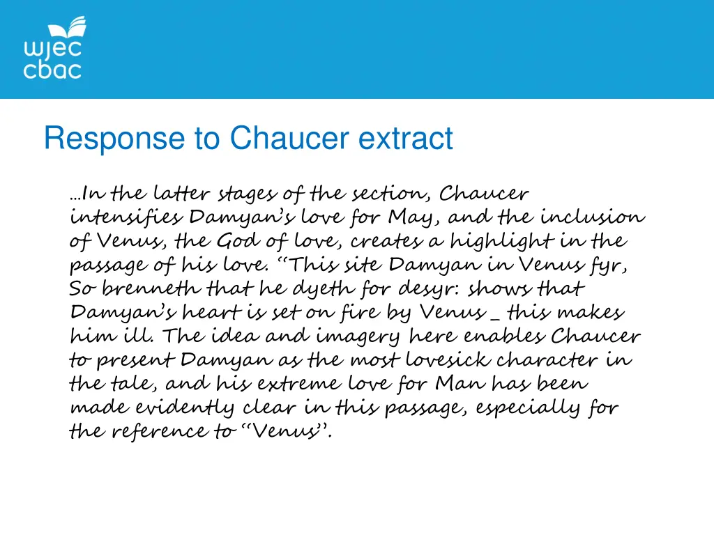 response to chaucer extract