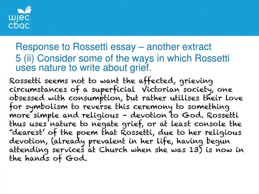 response to rossetti essay another extract