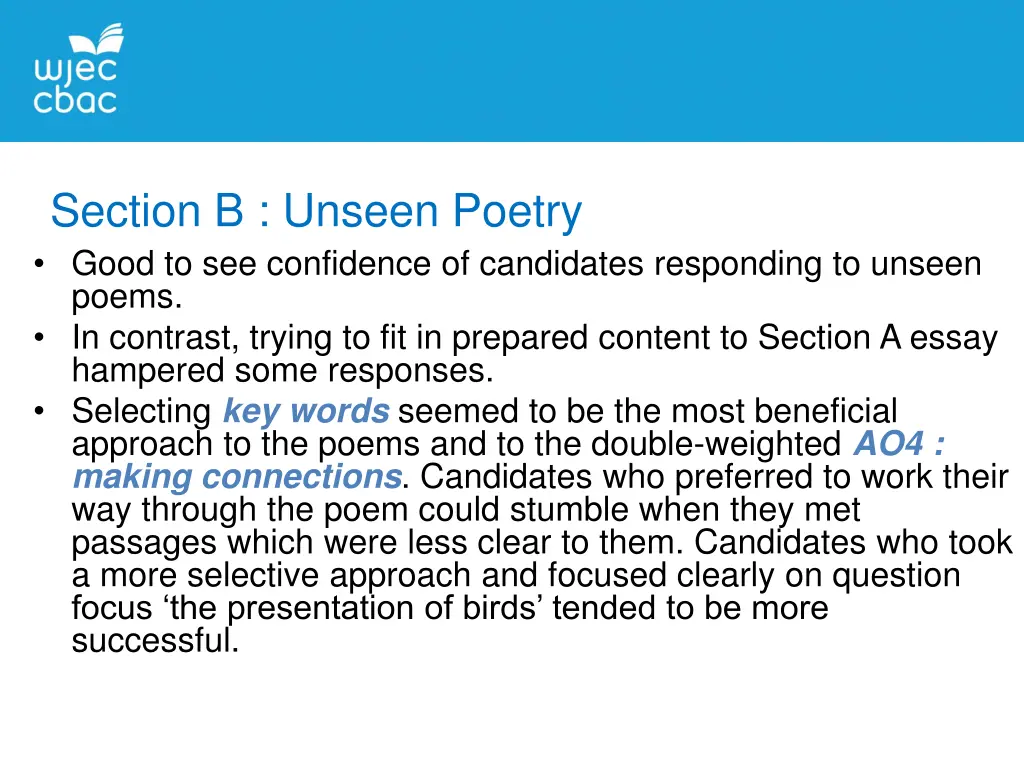 section b unseen poetry good to see confidence