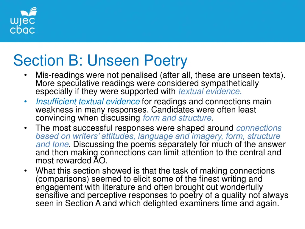 section b unseen poetry mis readings were