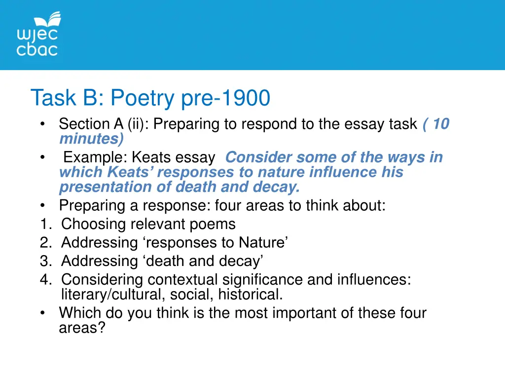 task b poetry pre 1900 section a ii preparing