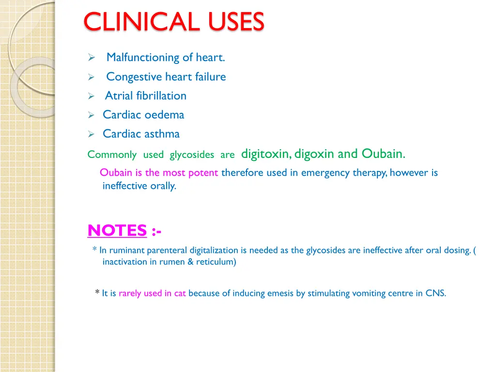 clinical uses