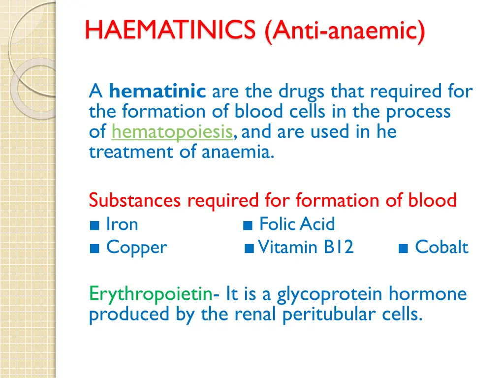 haematinics anti anaemic