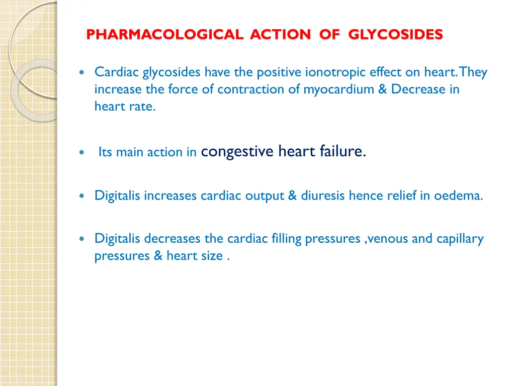 pharmacological action of glycosides