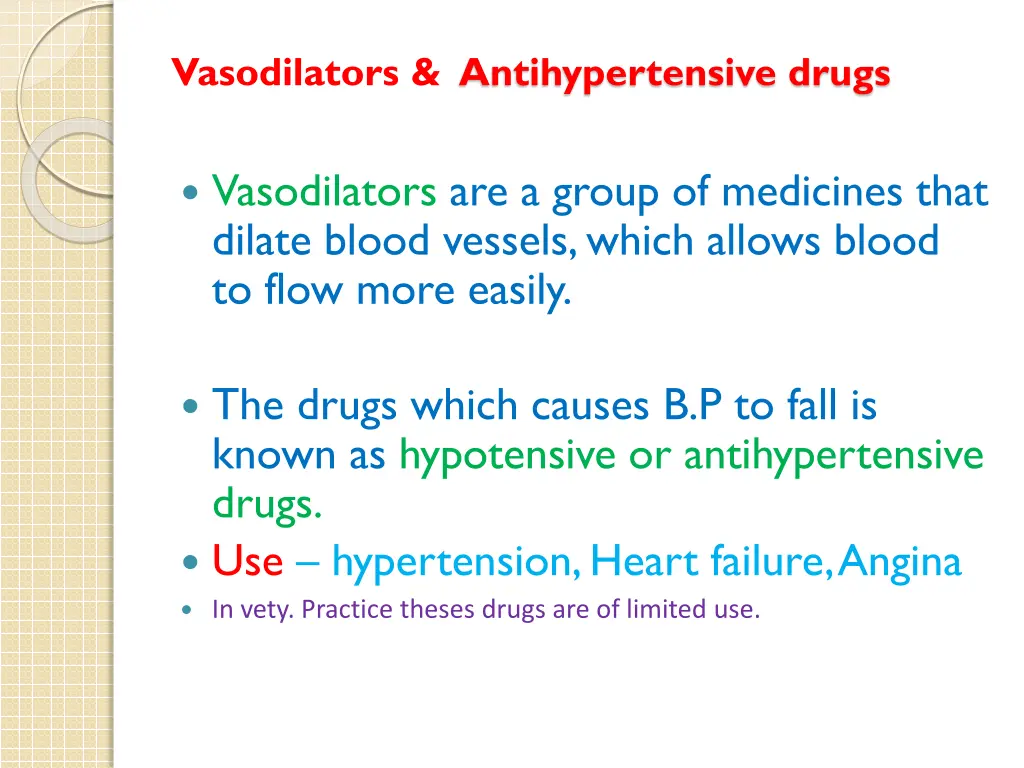 vasodilators antihypertensive drugs