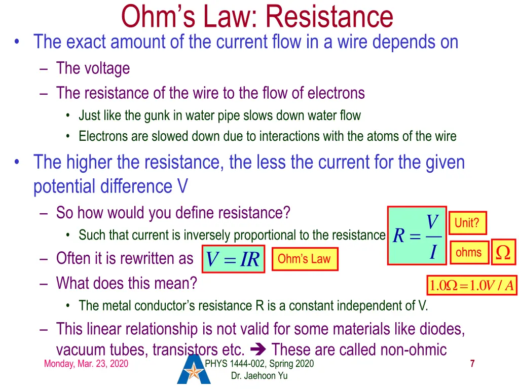 ohm s law resistance the exact amount