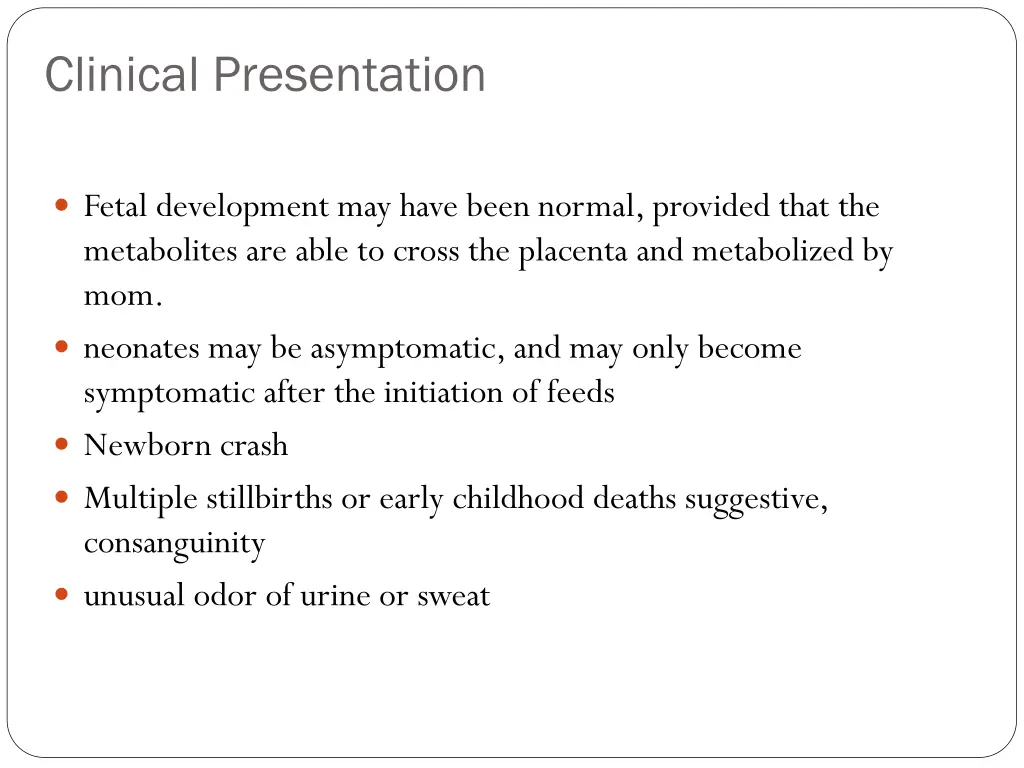 clinical presentation