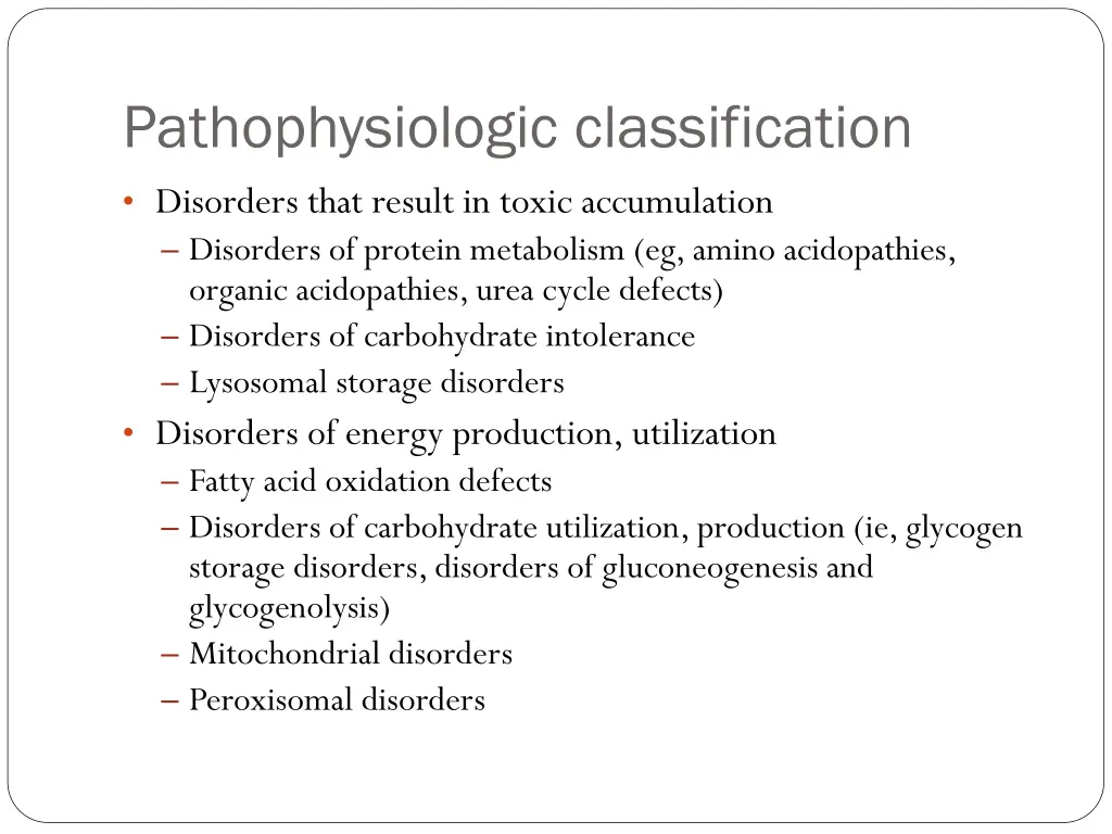 pathophysiologic classification