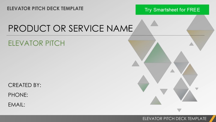 elevator pitch deck template