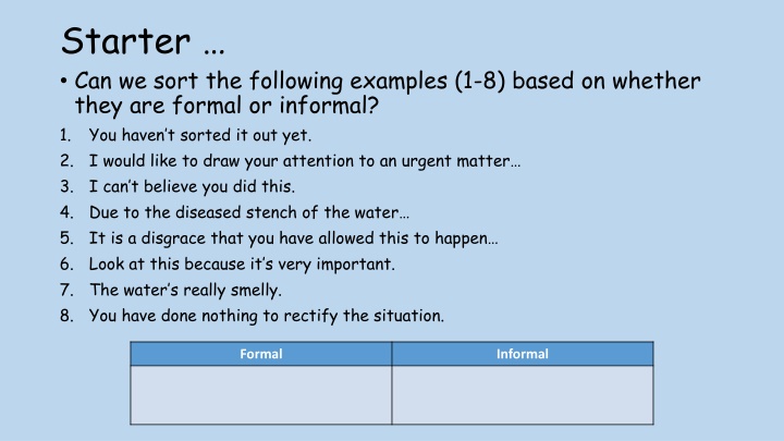 starter can we sort the following examples