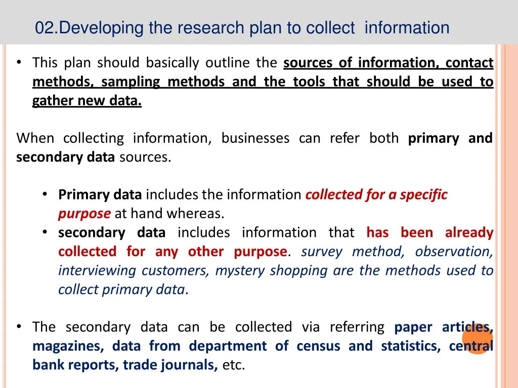 02 developing the research plan to collect