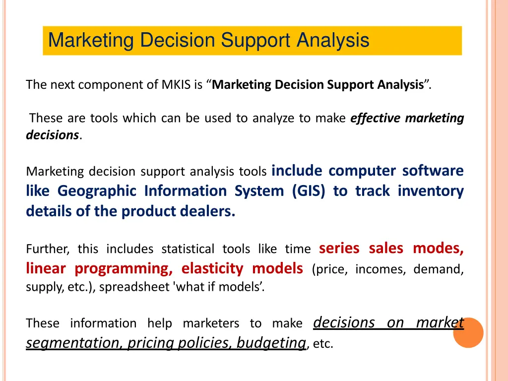 marketing decision support analysis