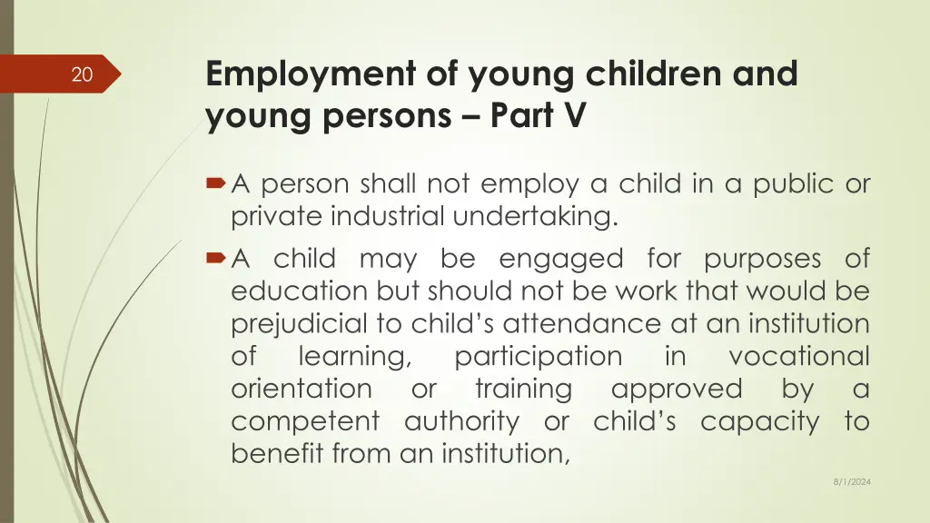 employment of young children and young persons