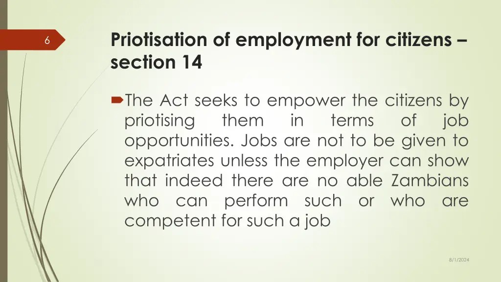 priotisation of employment for citizens section 14