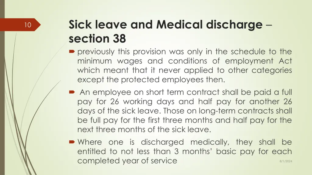 sick leave and medical discharge section