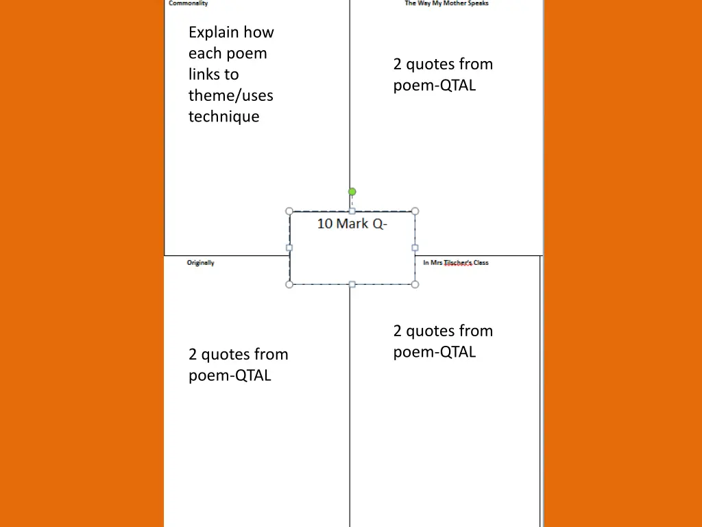 explain how each poem links to theme uses