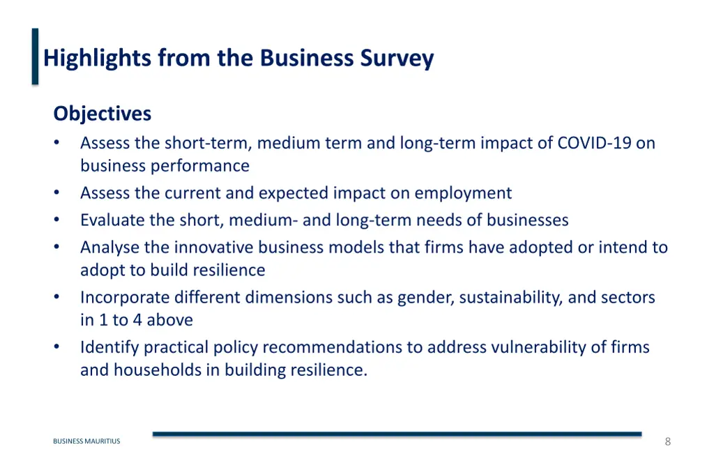 highlights from the business survey 1