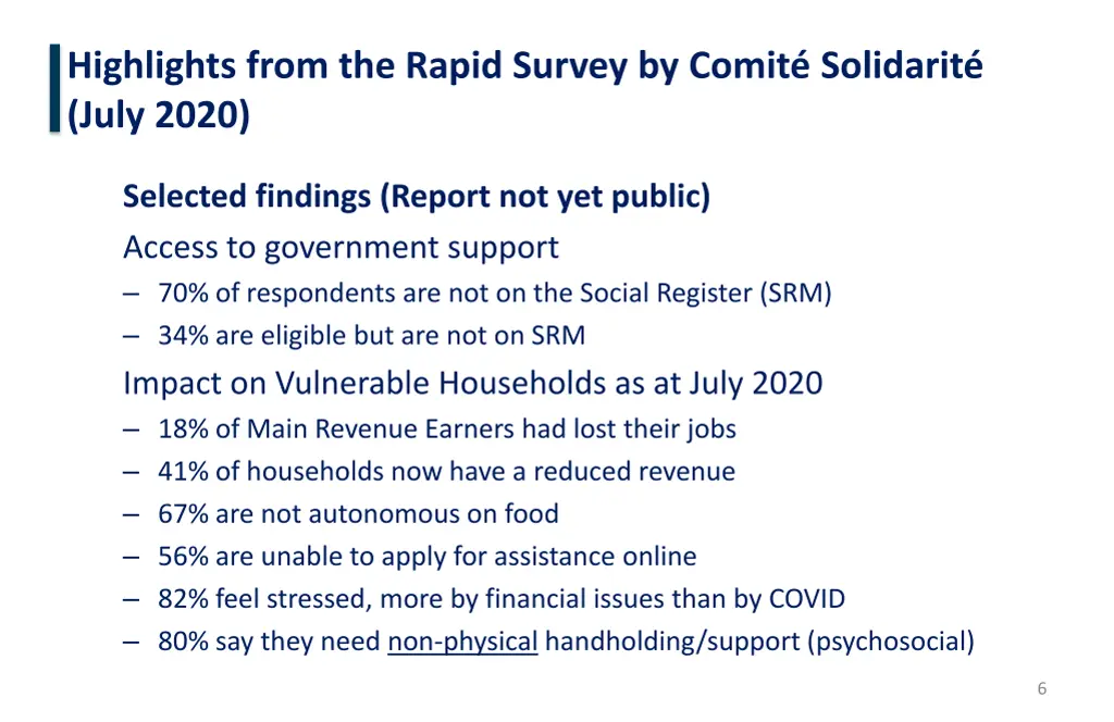 highlights from the rapid survey by comit 3