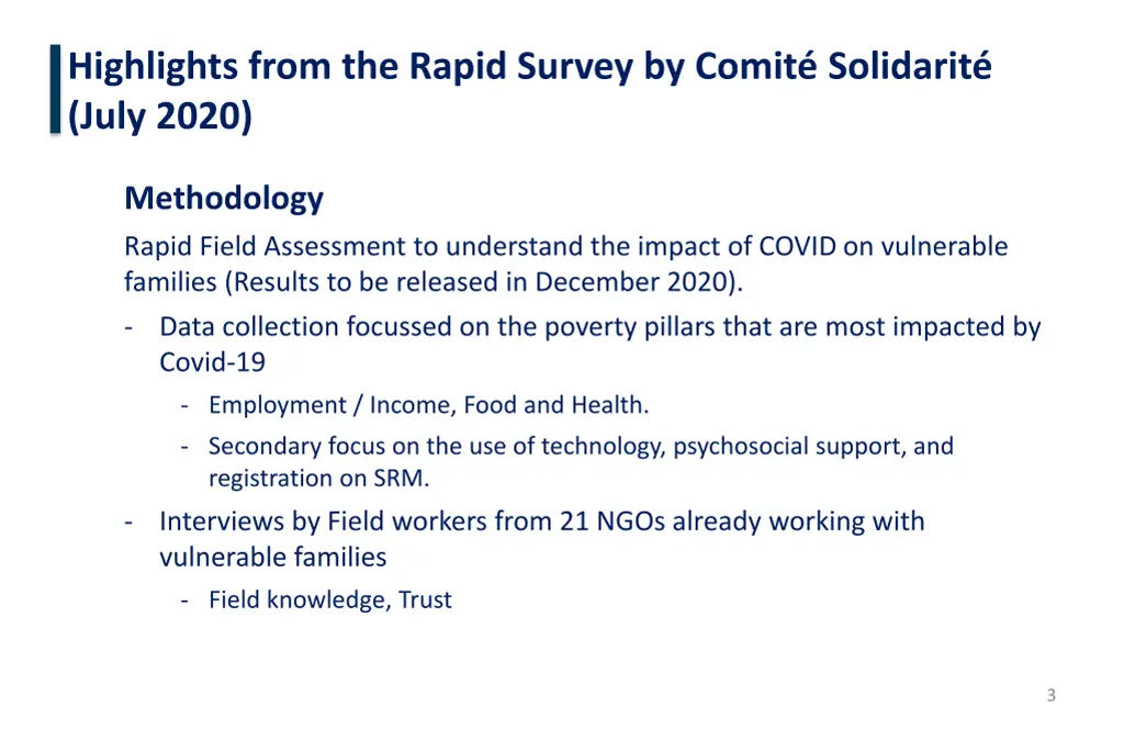 highlights from the rapid survey by comit