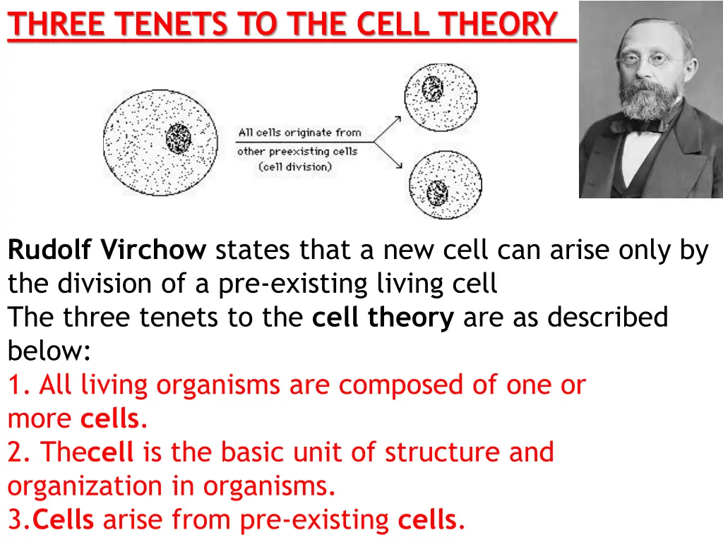 three tenets to the cell theory