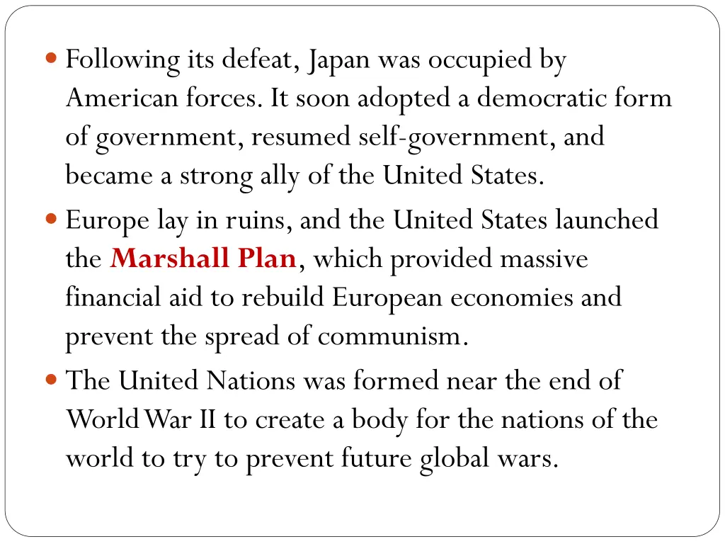 following its defeat japan was occupied