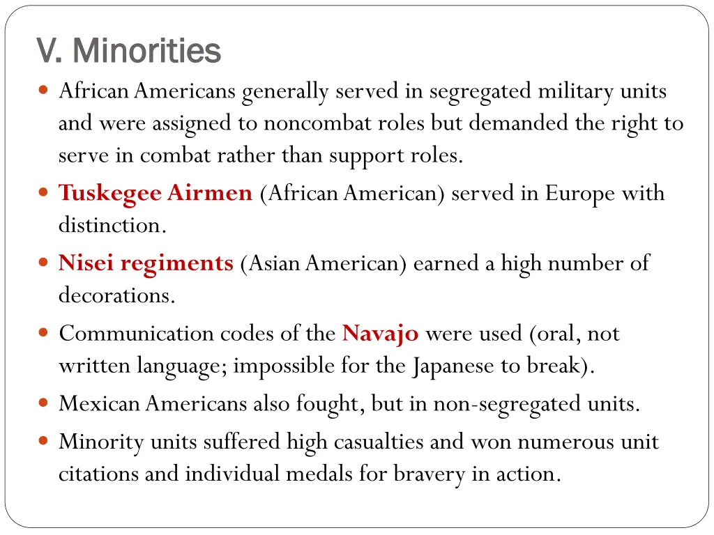 v minorities v minorities african americans