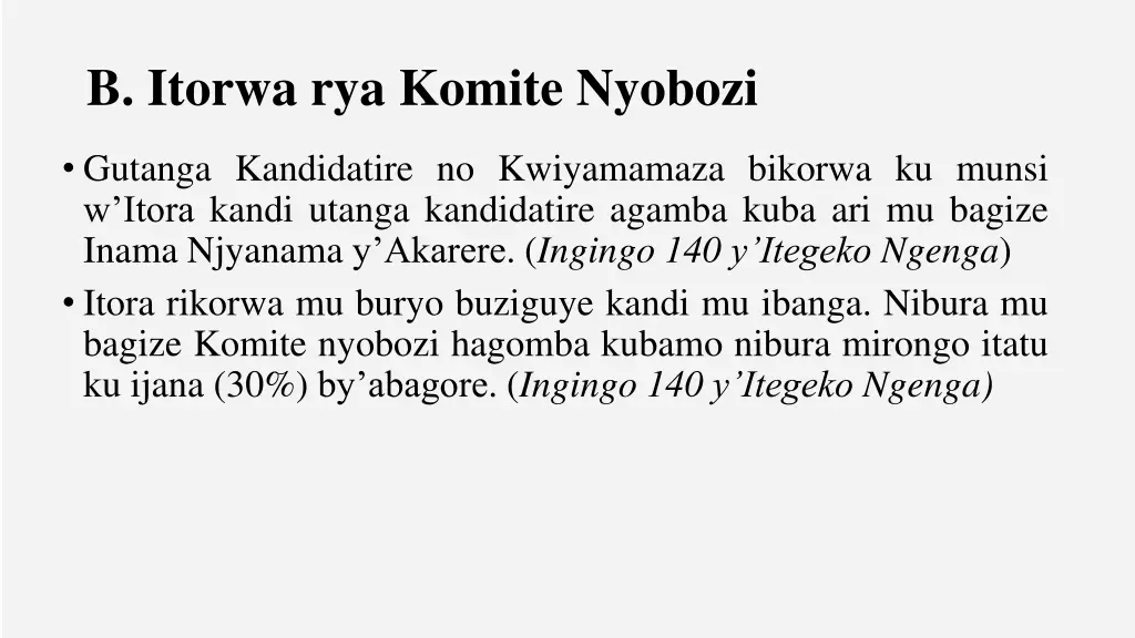 b itorwa rya komite nyobozi