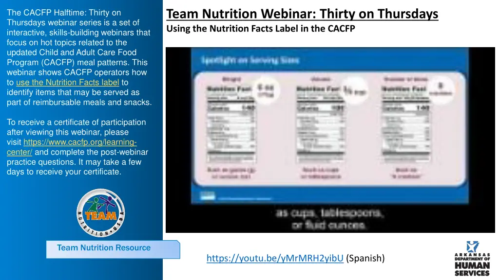 team nutrition webinar thirty on thursdays using