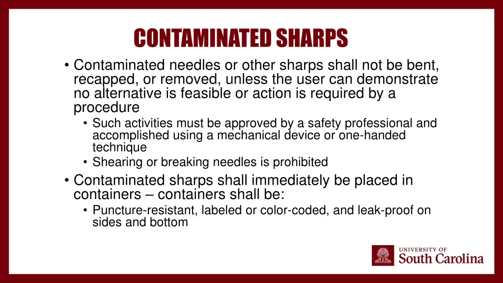 contaminated sharps contaminated needles or other