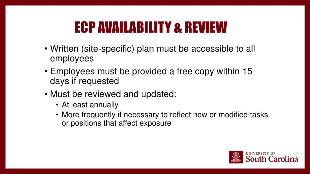 ecp availability review