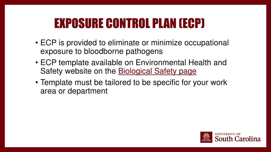 exposure control plan ecp