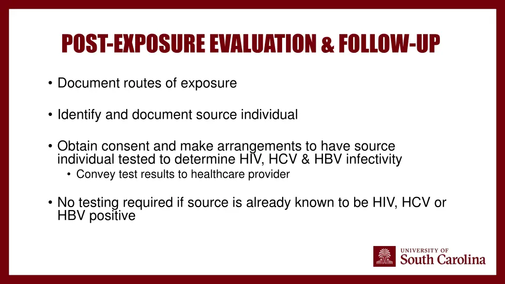 post exposure evaluation follow up