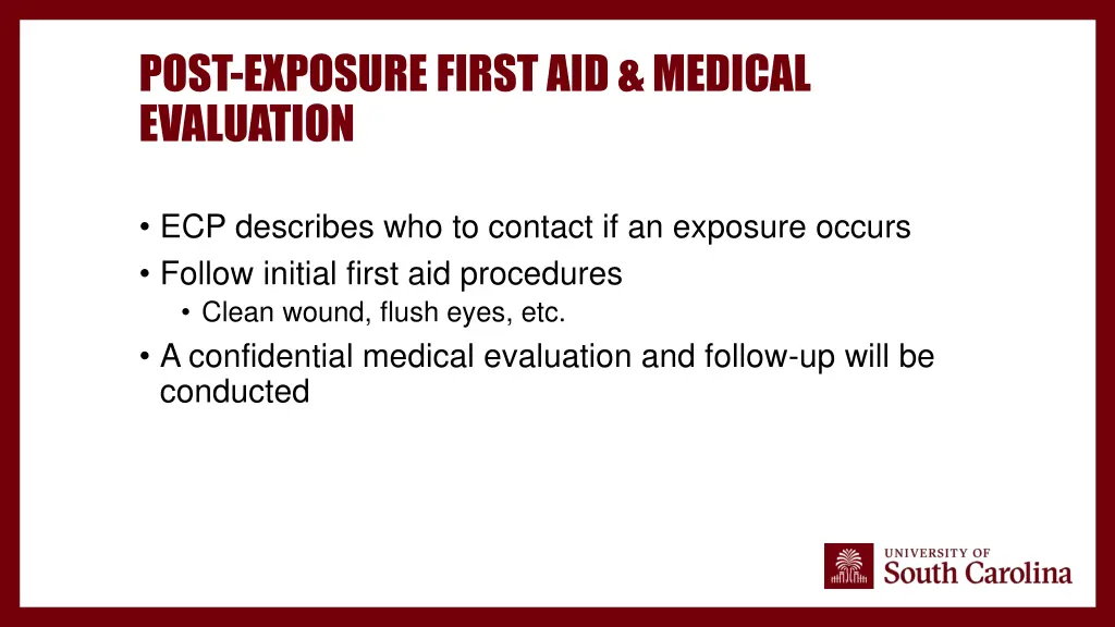 post exposure first aid medical evaluation