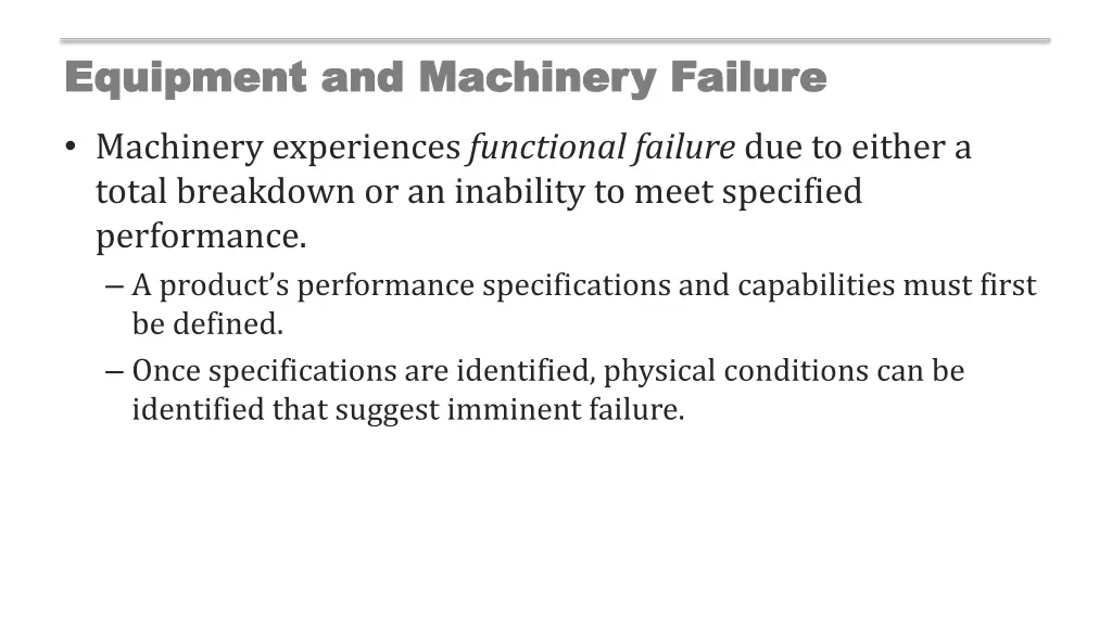 equipment and machinery failure equipment