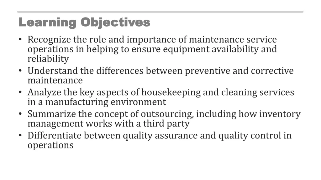 learning objectives learning objectives recognize