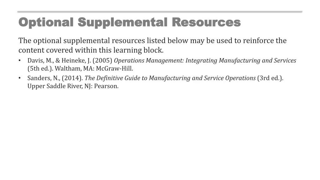 optional supplemental resources optional