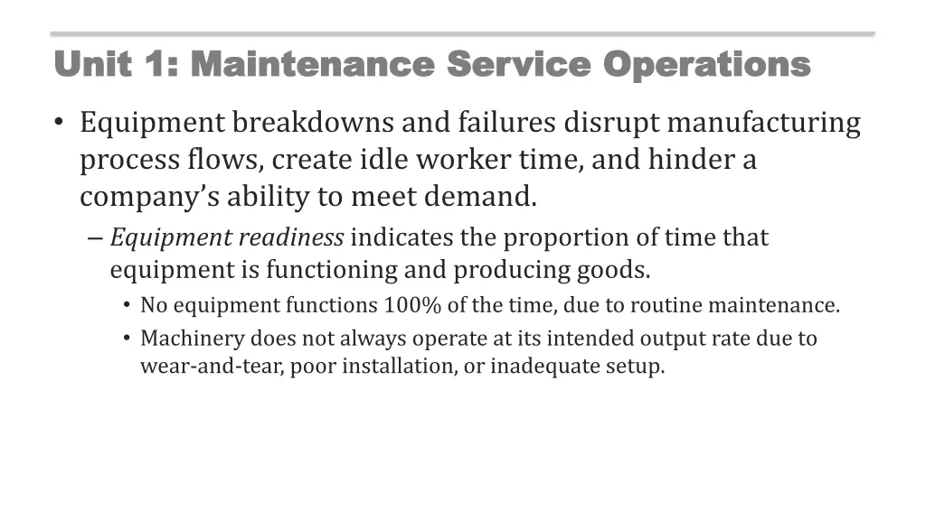 unit 1 maintenance service operations unit