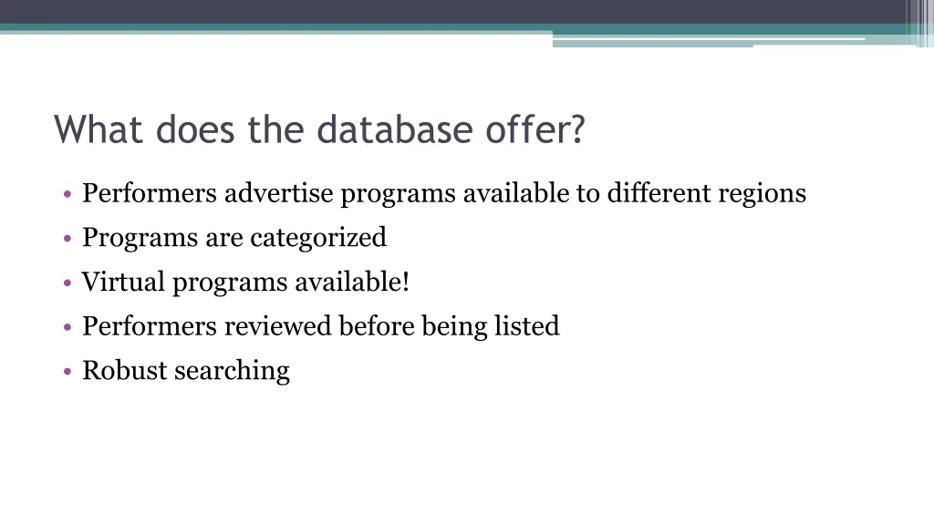 what does the database offer