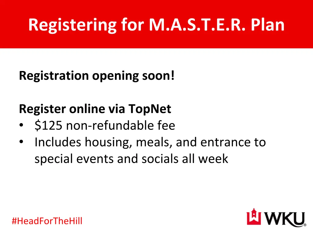 registering for m a s t e r plan