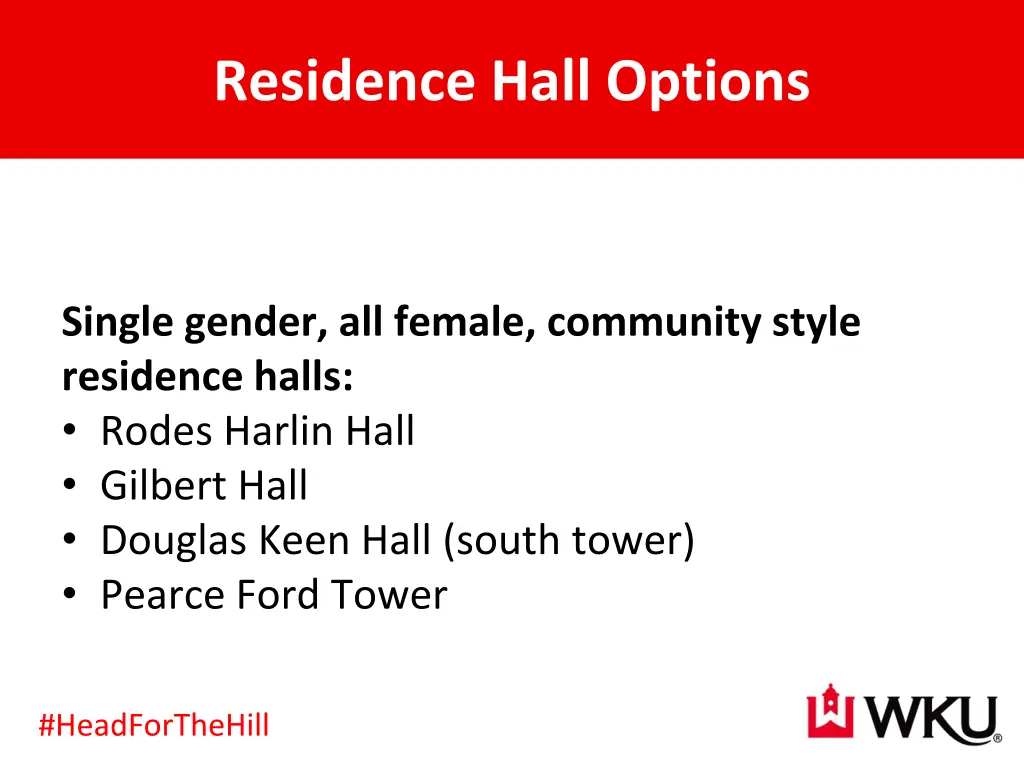 residence hall options