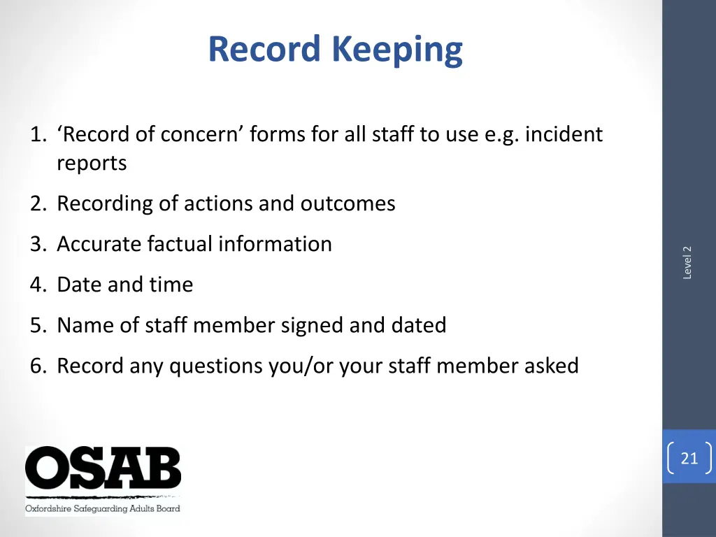 record keeping