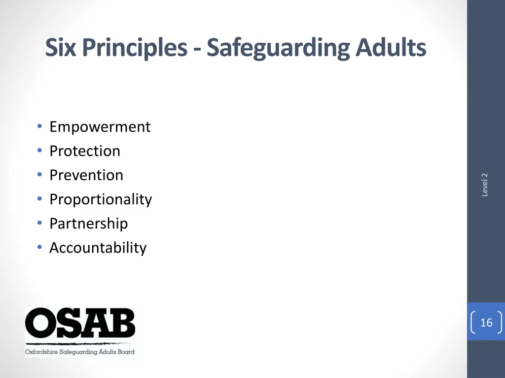 six principles safeguarding adults