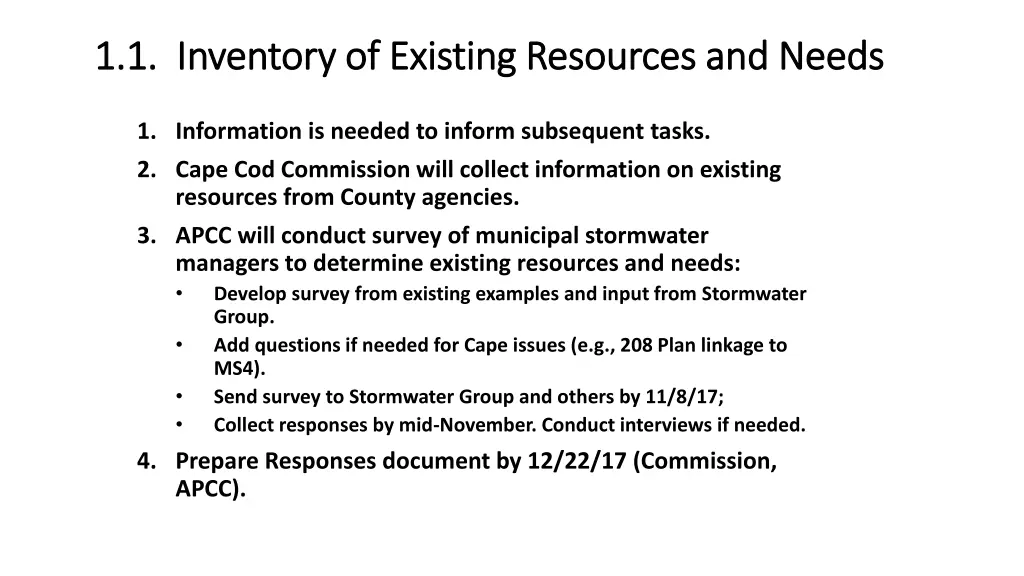 1 1 inventory of existing resources and needs